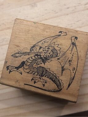 Wooden Dragon Reptile rubber stamp